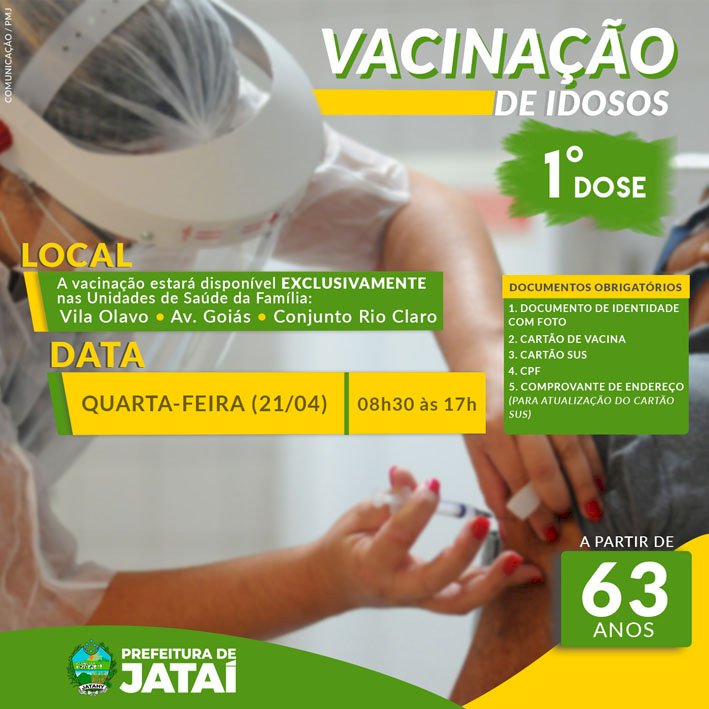 1ª DOSE: Jataí dá continuação na vacinação contra a Covid-19