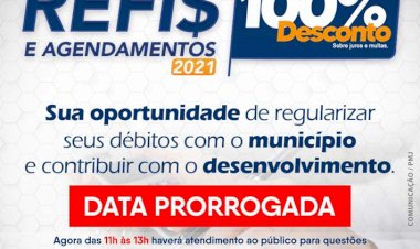 Prefeitura prorroga prazo para adesão ao REFIS 2021