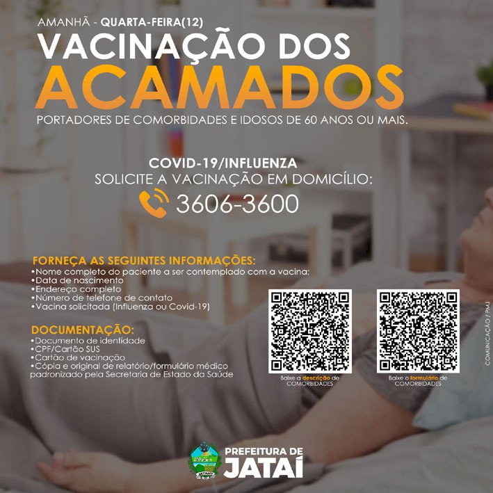 COMUNICADO: Levantamento para vacinação dos acamados portadores de comorbidades e idosos de 60 anos e mais