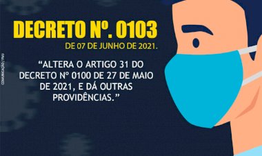 Decreto nº 0103 de 7 de junho altera o artigo 31 de 27 de maio
