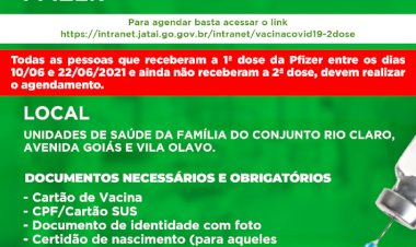 Segunda dose da Pfizer por agendamento acontece hoje (15/09)