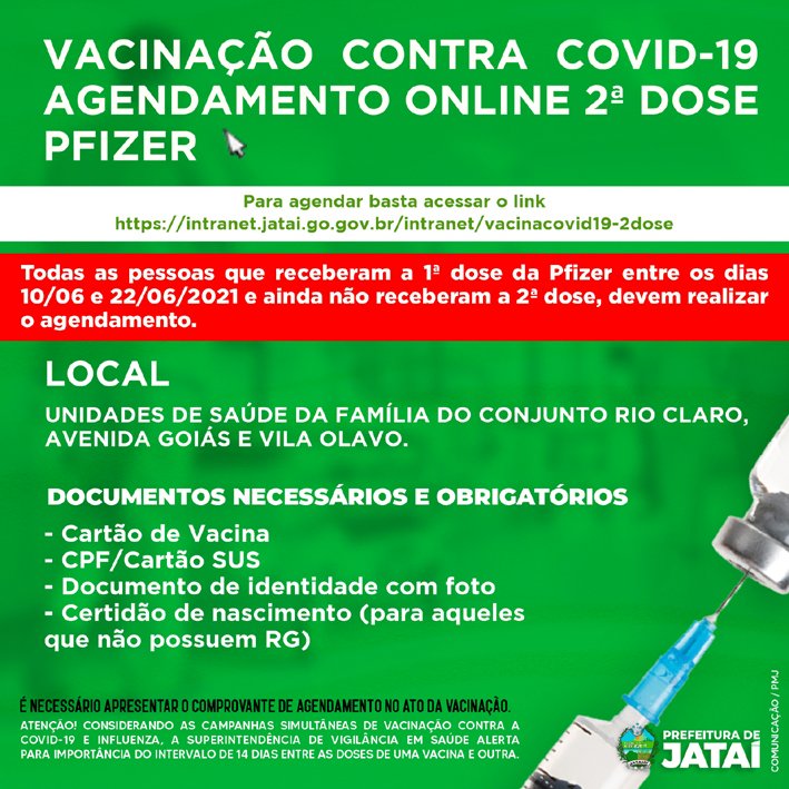 Segunda dose da Pfizer por agendamento acontece hoje (15/09)