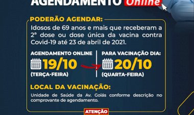 REFORÇO: VACINA CONTRA COVID-19 PARA IDOSOS DE 69 ANOS E MAIS ESTARÁ DISPONÍVEL NESTA QUARTA-FEIRA (AGENDAMENTO ONLINE)