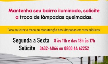 Disk-Lâmpadas: Prefeitura disponibiliza número para manutenção