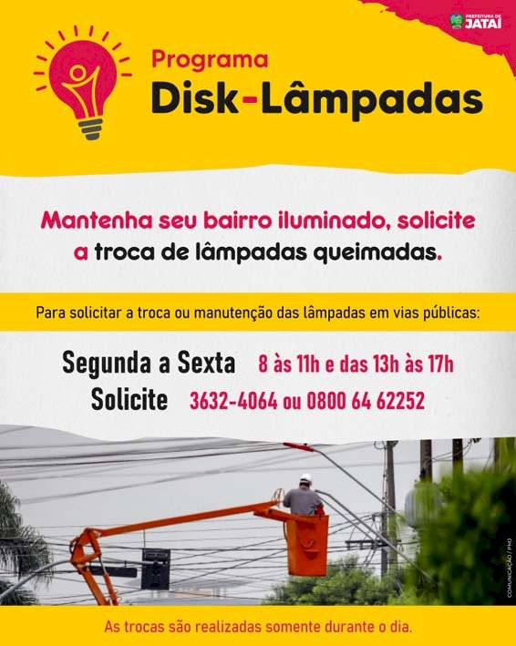 Disk-Lâmpadas: Prefeitura disponibiliza número para manutenção