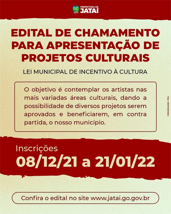 Lei Municipal de Incentivo à Cultura: Edital 2022 já está disponível para download