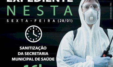 COMUNICADO | SANITIZAÇÃO NA SEDE DA SECRETARIA MUNICIPAL DE SAÚDE NESTA SEXTA-FEIRA