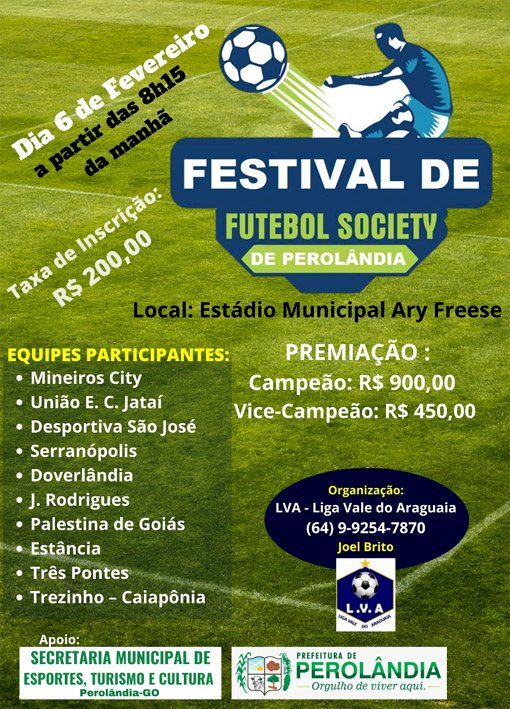 ESPORTE | Perolândia convida para o Festival de Futebol Soçaite
