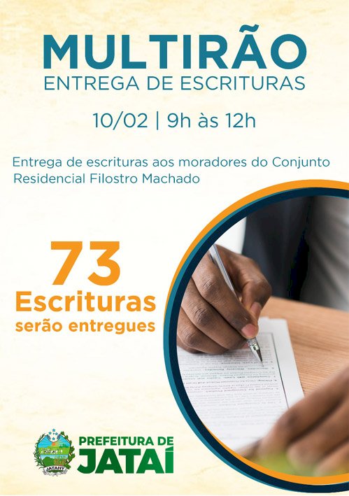 Prefeitura fará mutirão de entrega de escritura a moradores do bairro Filostro Machado