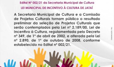LEI DE INCENTIVO: CULTURA DE JATAÍ PUBLICA RESULTADO PRELIMINAR DE PROJETOS