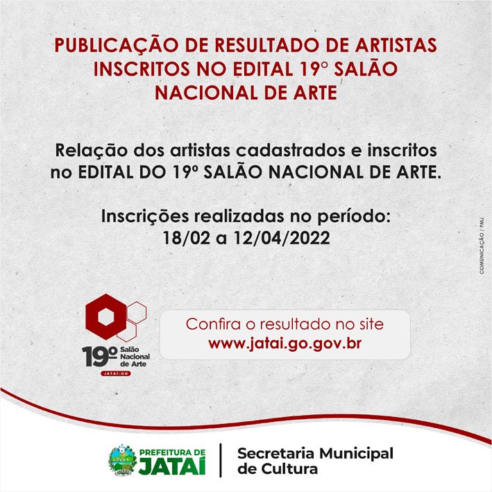 Cultura publica resultados de artistas inscritos no edital do Salão Nacional de Arte