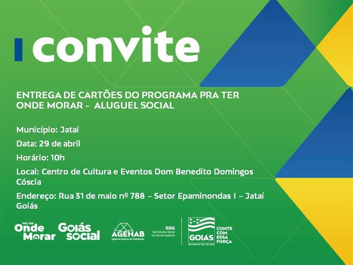 CONVITE: Cartão Aluguel Social será entregue nesta sexta (29)