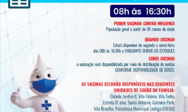 VACINA CONTRA INFLUENZA CONTINUA DISPONÍVEL PARA A POPULAÇÃO GERAL