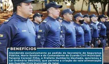 Prefeitura sanciona lei que vai conceder vale-alimentação à GCMs de Jataí