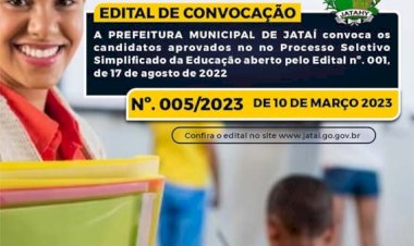 Educação: Prefeitura de Jataí convoca aprovados em Processo Seletivo Simplificado