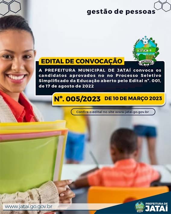 Educação: Prefeitura de Jataí convoca aprovados em Processo Seletivo Simplificado