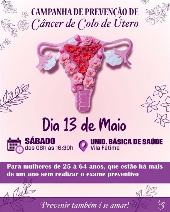 Prefeitura de Jataí promove campanha de prevenção ao câncer de colo de útero no sábado (13/05)