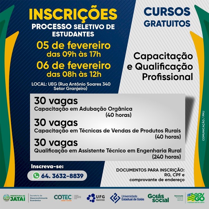 Oportunidade de capacitação e qualificação profissional gratuita