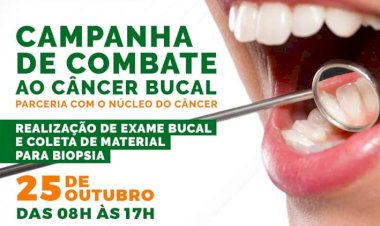 Prefeitura realiza Campanha de Combate ao Câncer Bucal dia 25/10